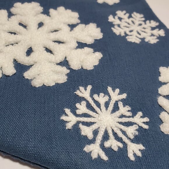 Christmas Stocking Snowflakes Raised Blue White 18" Holiday Home Decor xmas NEW - Picture 5 of 8